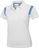 Baw Ladies SS White Rib Shoulder Cool-Tek Polos