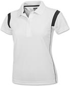 Baw Ladies SS White Rib Shoulder Cool-Tek Polos
