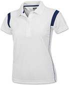 Baw Ladies SS White Rib Shoulder Cool-Tek Polos