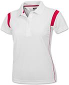 Baw Ladies SS White Rib Shoulder Cool-Tek Polos