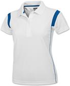 Baw Ladies SS White Rib Shoulder Cool-Tek Polos