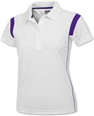 Baw Ladies SS White Rib Shoulder Cool-Tek Polos