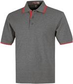 Baw Adult SS Heather Body Contrast Placket Polos