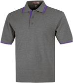 Baw Adult SS Heather Body Contrast Placket Polos