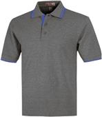 Baw Adult SS Heather Body Contrast Placket Polos
