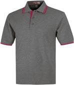 Baw Adult SS Heather Body Contrast Placket Polos