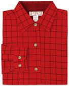 Baw Ladies LS Window Pane Gingham Woven Shirts