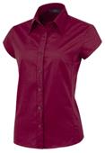Baw Ladies Cap Sleeved Stretch Poplin Woven Blouse