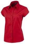 Baw Ladies Cap Sleeved Stretch Poplin Woven Blouse