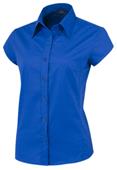Baw Ladies Cap Sleeved Stretch Poplin Woven Blouse