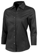 Baw Ladies 3/4 Sleeve Diamond Dobby Gingham Blouse