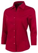 Baw Ladies 3/4 Sleeve Diamond Dobby Gingham Blouse