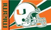 COLLEGIATE Miami Hurricanes Helmet 3' x 5' Flag