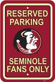 COLLEGIATE Florida State Plastic Parking Sign