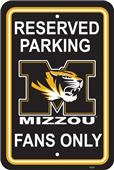 COLLEGIATE Missouri Plastic Parking Sign COLLEGIATE Missouri Plastic Parking Sign