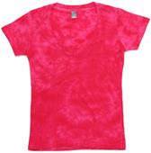 J America Womens Vanity Tie Dye Deep V Veck Tee