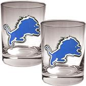 NFL Detroit Lions 2 piece Rocks Glass Set