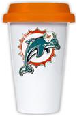 NFL Miami Dolphins Ceramic Cup with Orange Lid