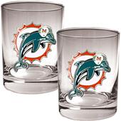 NFL Miami Dolphins 14oz 2 piece Rocks Glass Set