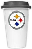 NFL Pittsburgh Steelers Ceramic Cup with Black Lid