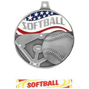 SILVER MEDAL/DELUXE SOFTBALL RIBBON