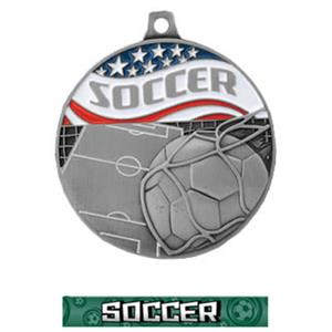 SILVER MEDAL/GRAPHX  SOCCER RIBBON