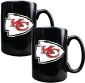 NFL Kansas City Chiefs Black Ceramic Mug Set of 2