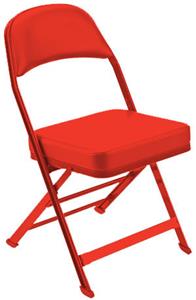 RED FRAME AND VINYL CUSHION