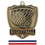 Hasty Awards Basketball shield medal w/neck ribbon