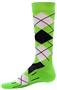 Red Lion Neon Green Argyle Compression Socks