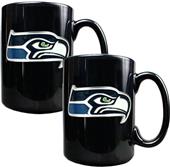 NFL Seattle Seahawks Black Ceramic Mug (Set of 2)