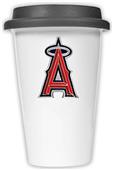MLB Angels 12oz Double Wall Ceramic Cup Black Lid
