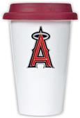 MLB Angels 12oz Double Wall Ceramic Cup Maroon Lid