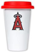 MLB Angels 12oz Double Wall Ceramic Cup w/Red Lid