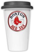 MLB Red Sox 12oz Double Wall Ceramic Cup Black Lid