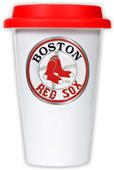 MLB Red Sox 12oz Double Wall Ceramic Cup w/Red Lid