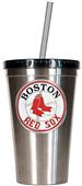 MLB Red Sox 16oz Stainless Steel Tumbler w/Straw