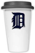MLB Tigers 12oz Double Wall Ceramic Cup Black Lid