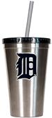 MLB Tigers 16oz Stainless Steel Tumbler w/Straw