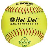 Worth 12" ASA Hot Dot SYCO Slowpitch Softballs