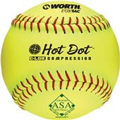 Worth 12" ASA Hot Dot ProTac Slowpitch Softballs