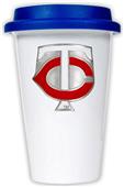 MLB Twins 12oz Double Wall Ceramic Cup Blue Lid