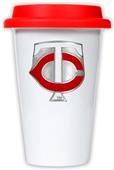 MLB Twins 12oz Double Wall Ceramic Cup Red Lid