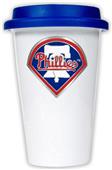 MLB Phillies 12oz Double Wall Ceramic Cup Blue Lid
