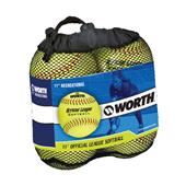 Worth 11" Official League Dura-Hyde Softballs 4 Pk