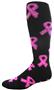 Cancer Awareness Black Pink Ribbon Socks (12+)