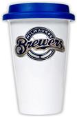 MLB Brewers Double Wall Ceramic Cup with Blue Lid