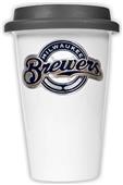 MLB Brewers Double Wall Ceramic Cup with Black Lid