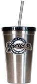 MLB Milwaukee Brewers Stainless Tumbler w/Straw