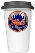 MLB Mets Double Wall Ceramic Cup with Black Lid